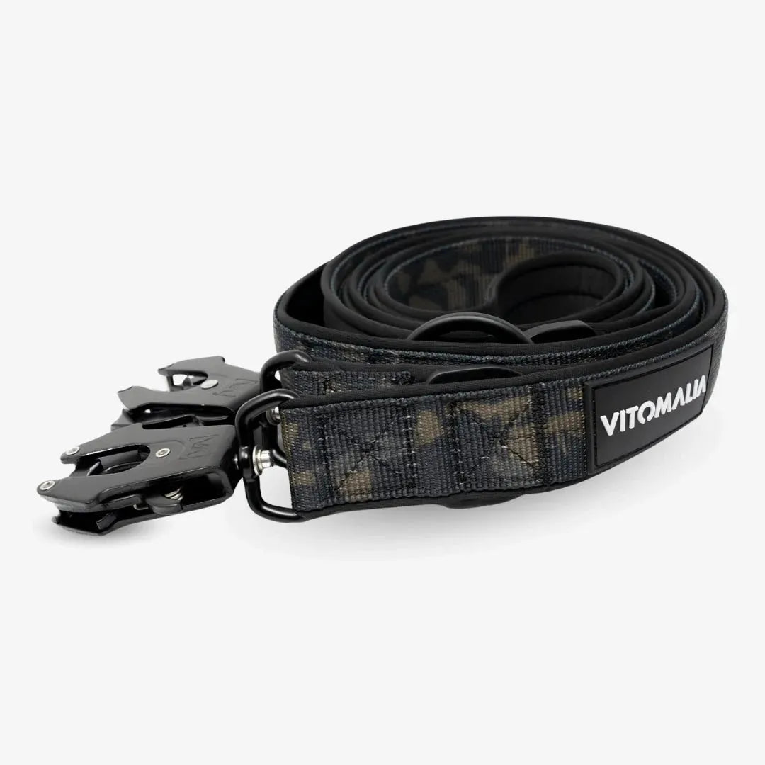 Tactique Laisse pour chien réglable avec mousqueton grenouille en aluminium dur camouflage