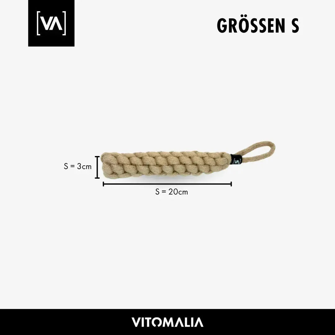 Geflochtener Zerr-Dummy für Hunde: 100% Naturhanf, handgeknotet - Eco Tug - Vitomalia -
