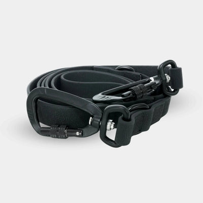 Wasserleine 3-fach Verstellbare mit Sicherheitskarabiner Schwarz