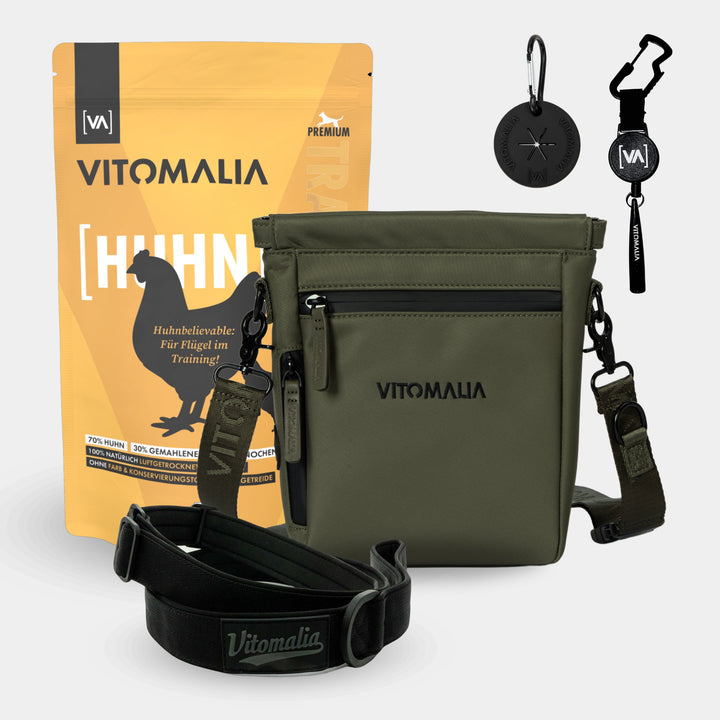 Bundle - Gassi-Komplett-Set-Khaki-Huhn – Mit stilvoller Umhängetasche