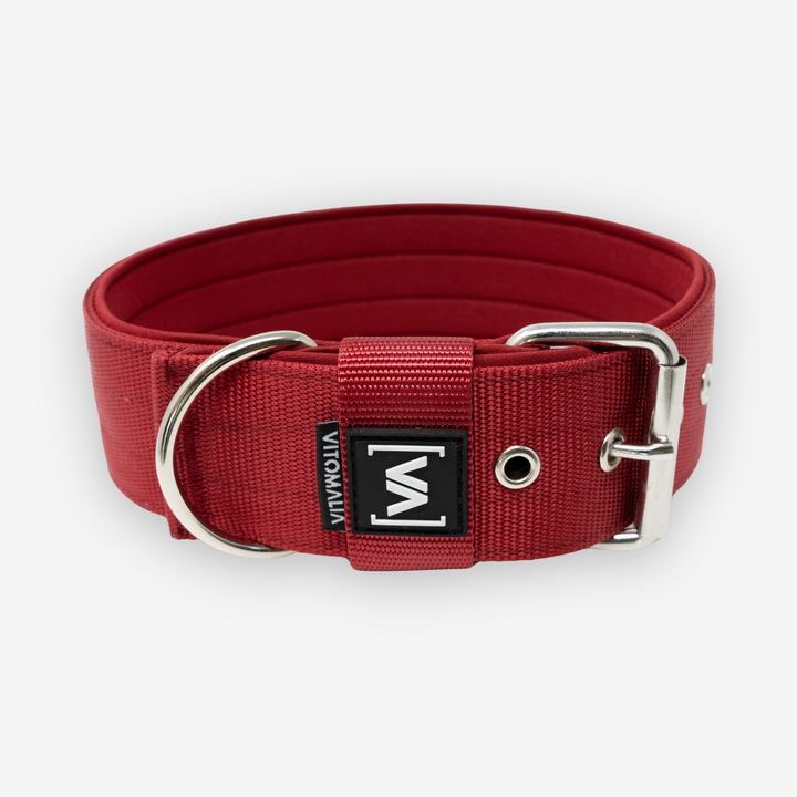 Classic Dog Collar with protruding inner lining - Bordeaux