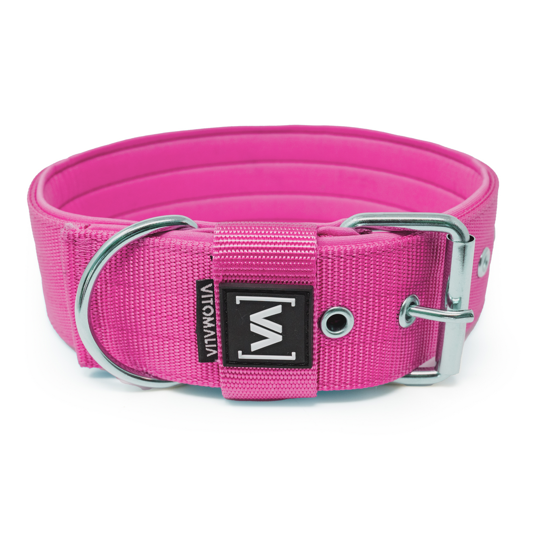 Klassisches Hundehalsband mit abstehender Innenfütterung - Pink - Vitomalia - Hundehalsband