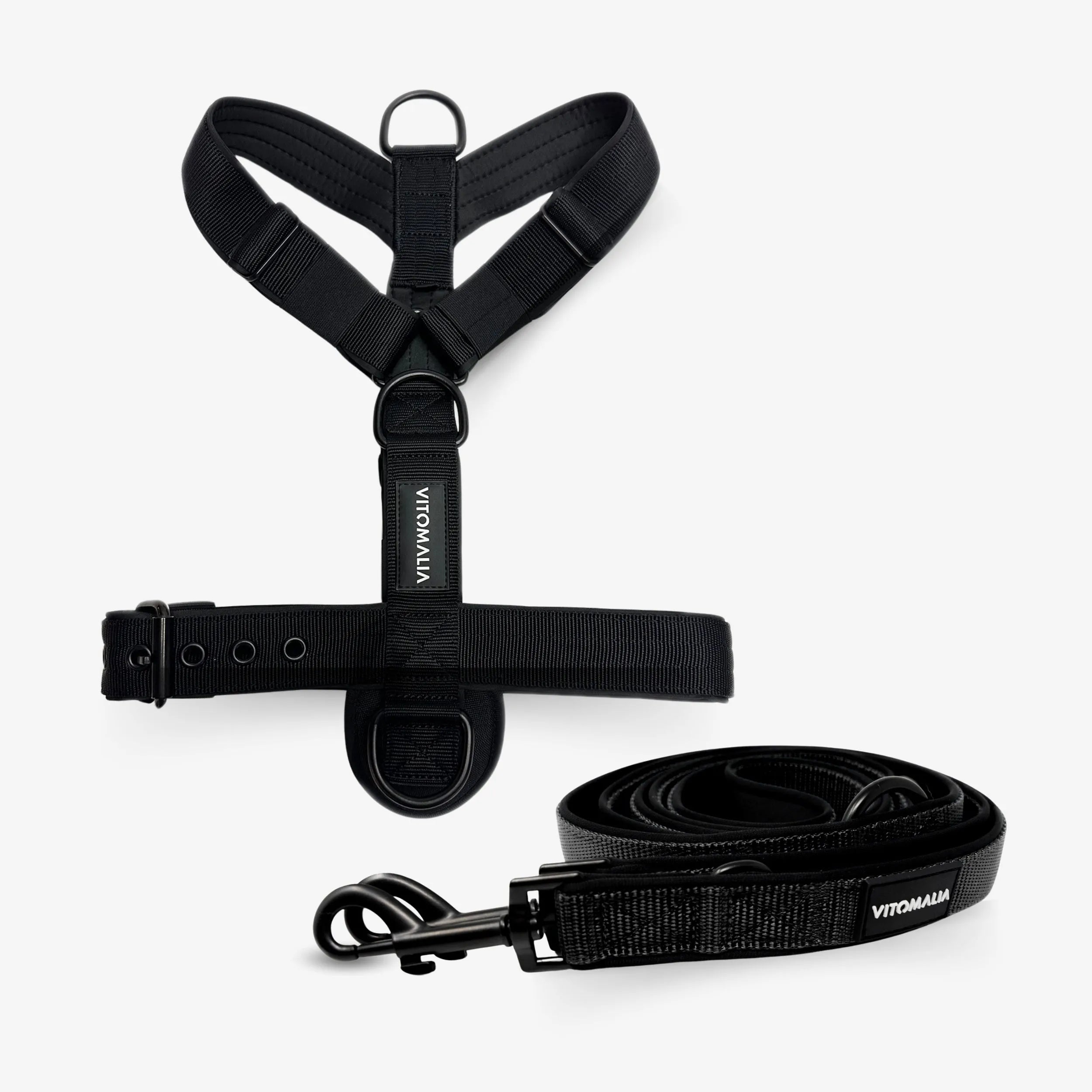 Bundle Classic Edition Black Set - Pettorina a Y + Guinzaglio per cane regolabile da 2,2 m Guinzaglio per cane