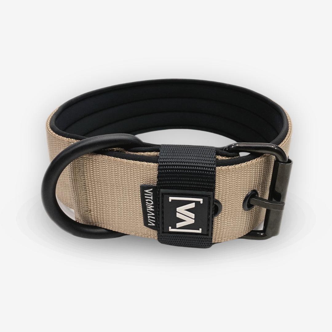 Classic Dog Collar with protruding inner lining - Nero Beige