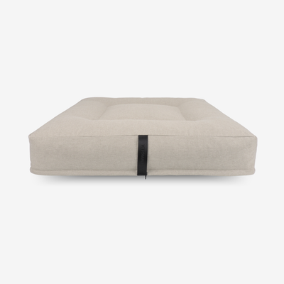 Square ergonomic dog cushion - RePET Linen in beige