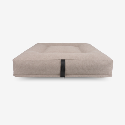 Square ergonomic dog cushion - RePET Linen in taupe