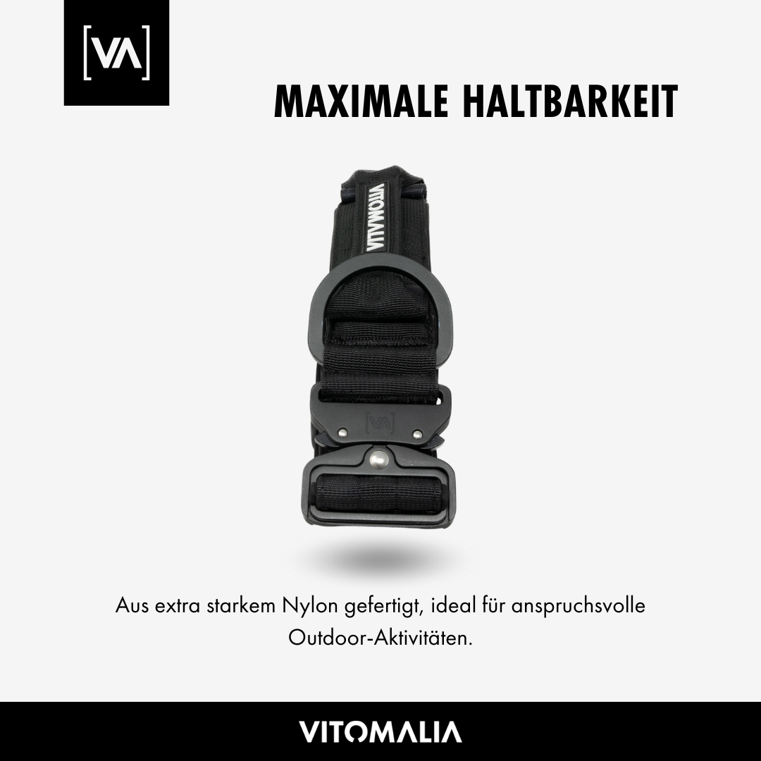 Taktisches Hundehalsband mit belastbarer Schnalle & Magnet Handgriff - Schwarz - Vitomalia - Hundehalsband Extreme Edition