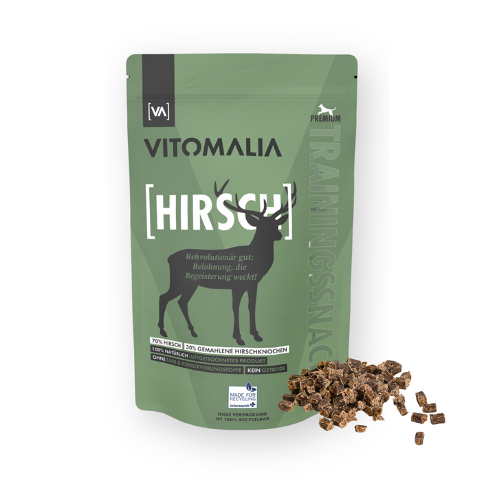 4er Trainingssnacks Bundle: Ente, Wildschwein, Pferd & Hirsch – Gesamtgewicht 2kg (4x500g) - Vitomalia - Trainingssnacks