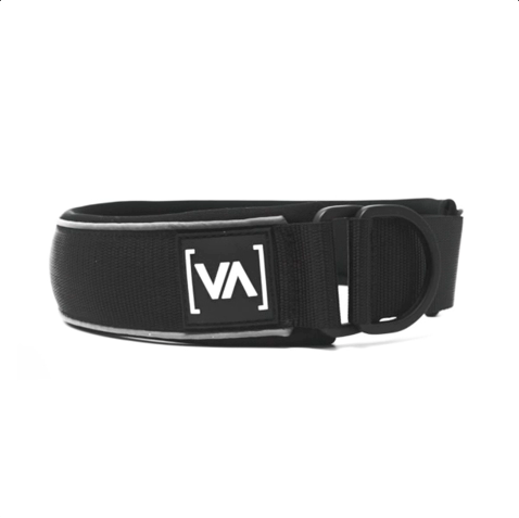 Reflective black pull-stop dog collar - With anti-choke function